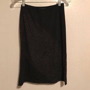 BCBG Max Azria Black Mid Calf Length Sparkle Skirt